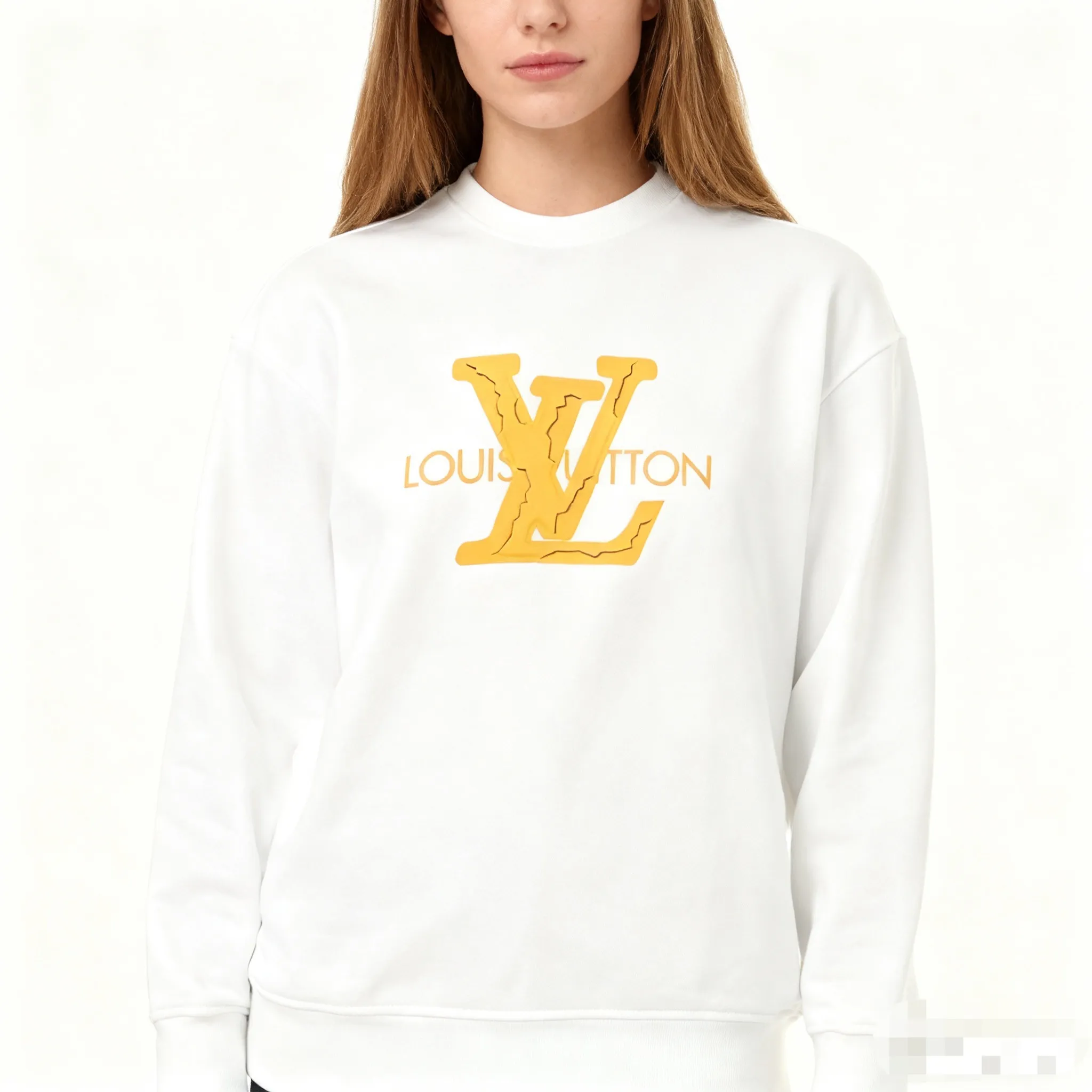 Louis Vuitton/Louis Vuitton 25Fw three-dimensional logo print crew neck sweatshirt